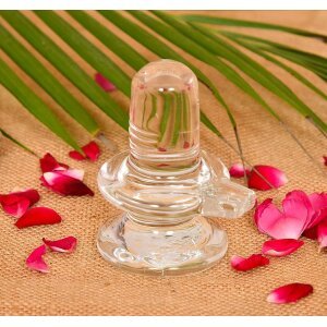 Sphatik Shivling/Big Size for Home Pooja Decorative Showpiece - 4 inch, 250gm (Crystal, White)
