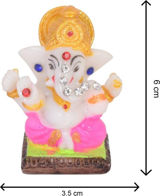 Chatri Aasan Ganesh Idols Decorative Showpiece - 6 cm (Polyresin, Gold) - Image 2