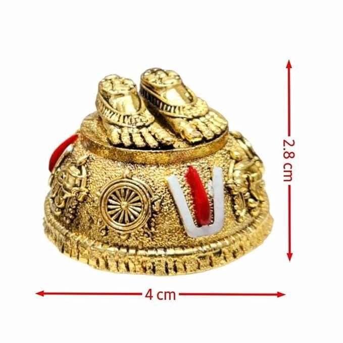 Gold Plated Antique Lord Balaji Charan Paduka - Image 2