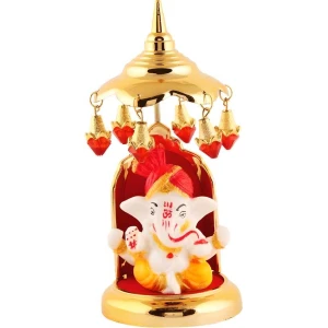 Lord Ganesha idols made of marble Decorative Showpiece - 14.986 cm (Polyresin, Multicolor)