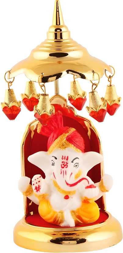 Lord Ganesha idols made of marble Decorative Showpiece - 14.986 cm (Polyresin, Multicolor)