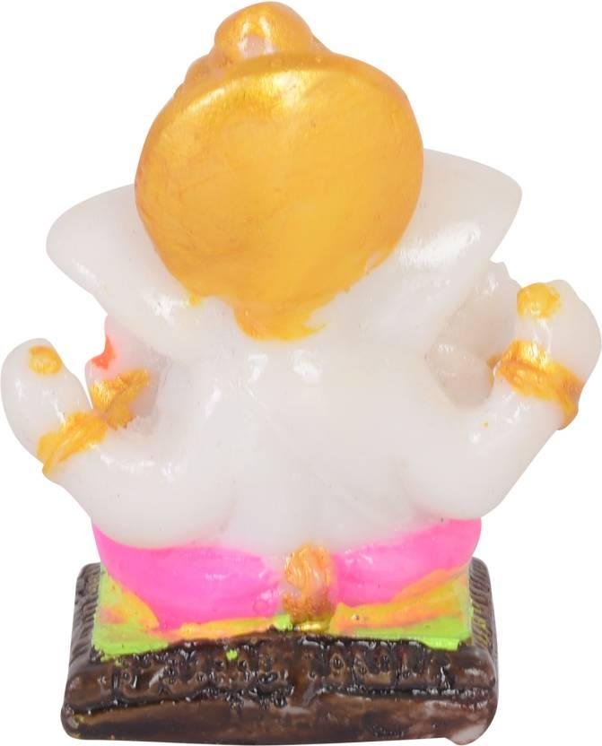 Chatri Aasan Ganesh Idols Decorative Showpiece - 6 cm (Polyresin, Gold) - Image 3