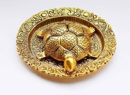 Tortoise on Glass Plate with Golden Border Vastu Yantra Showpiece - Image 2