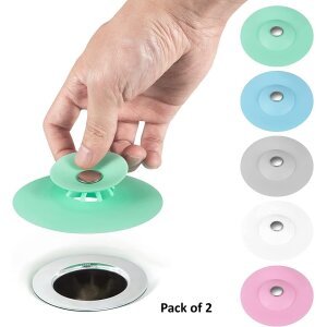2-in-1 Home Bathroom Kitchen Silicone Stopper (Pack of 2)