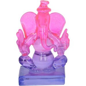 Crystal Ganesh Twin Side Face Car Dashboard Idols Showpiece - 6.5 cm  (Crystal, Multicolor)