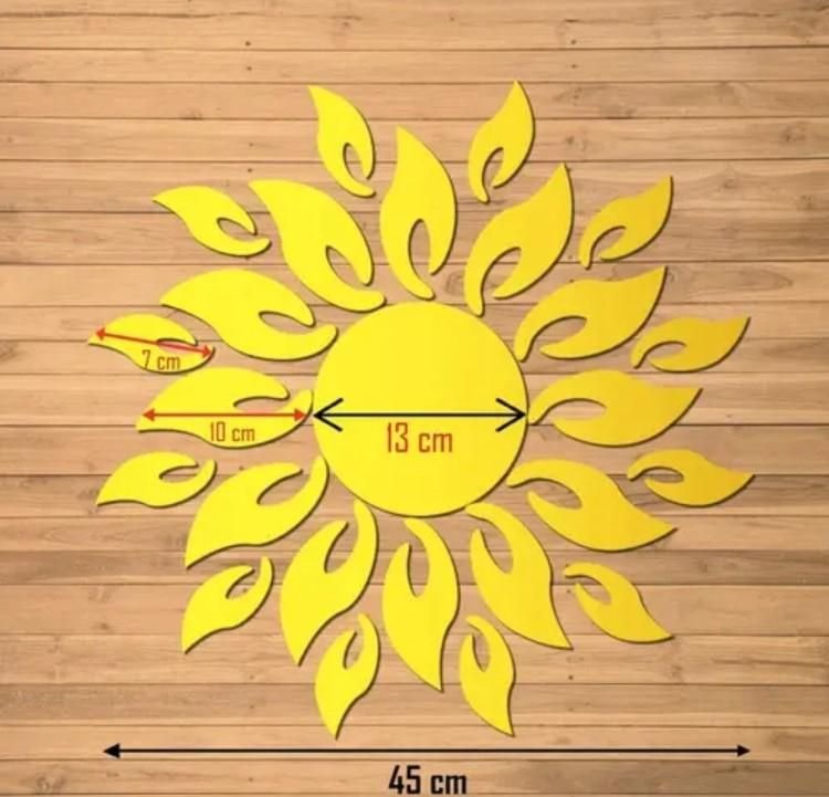 3D Wall Mirror Sticker Sun flame Gold - Image 3