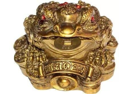 Vastu / Feng Shui / Three Legged Frog With Coin For Health, Wealth And Happiness | Decorative Showpiece for Home décor - 7 cm