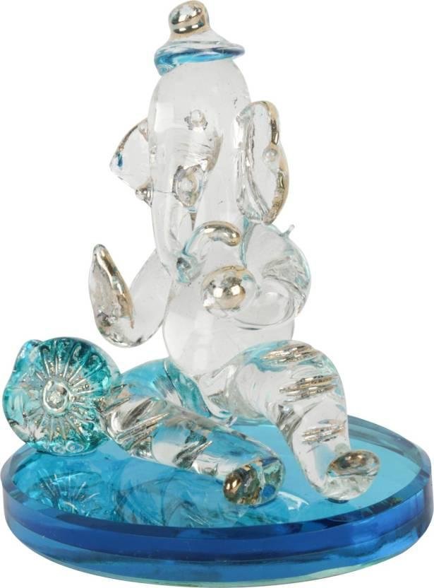 Ganpati Sitting Statue Decorative Showpiece - 18 cm (Crystal, Multicolor) - Image 2