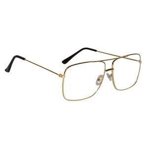 Unisex Clear Golden Retro Square Sunglass