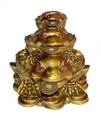 Triple Frog Family With Money Coin & Ingot for health Wealth Power & Prosperity - 10 cm - Image 3