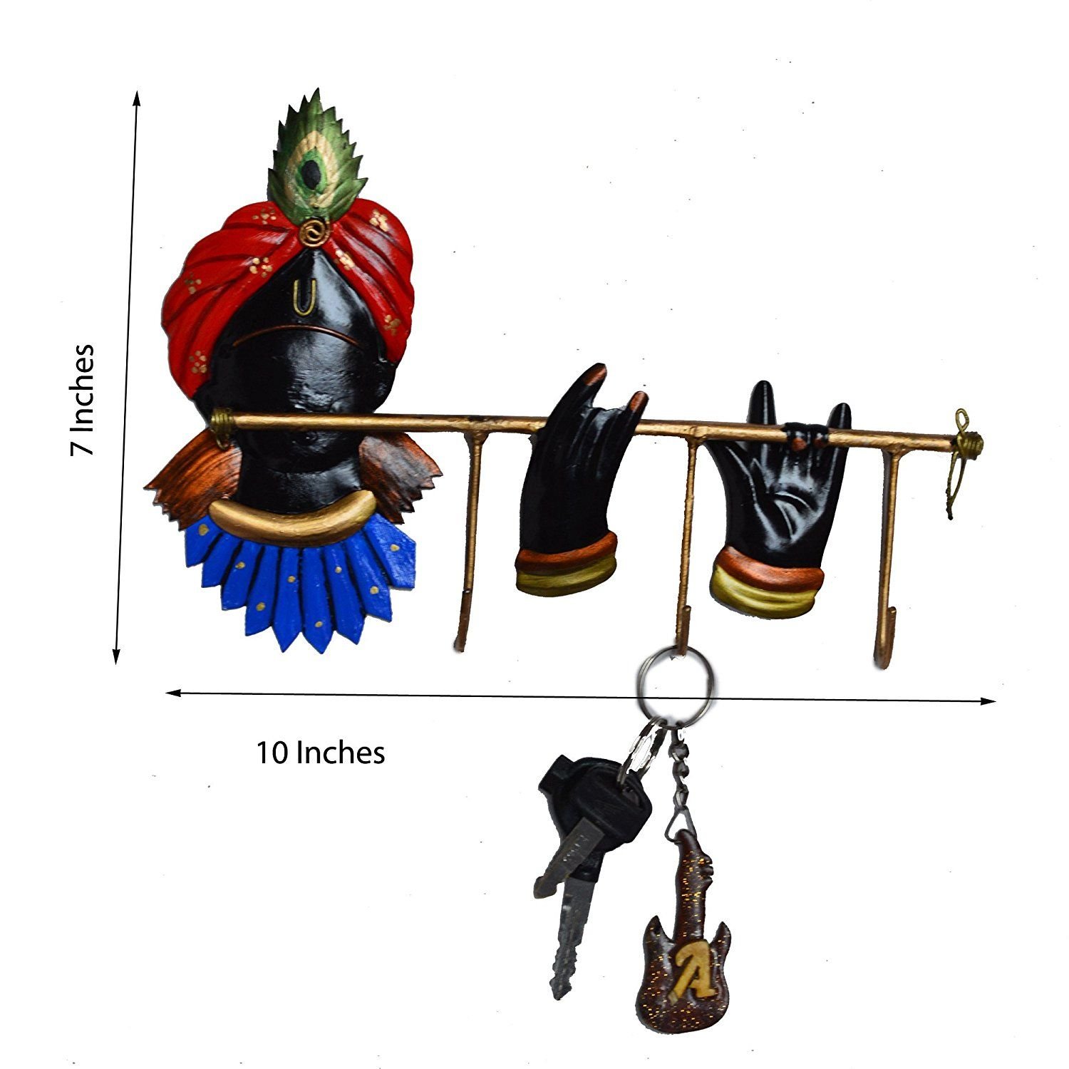 CraftIndia Wrought Iron Lord Krishna Key Holder - Image 2