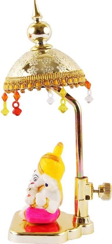 Exquisite Marble Ganesh with Umbrella Elegant Idol Decorative Showpiece - 20 cm (Polyresin, Multicolor) - Image 3