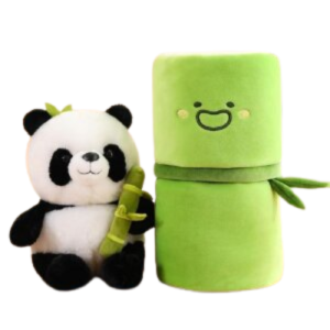 Cute Panda Plush with Bamboo