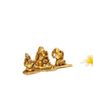 Design Gold Plated Lakshmi Ganesh Saraswati Idol with Deepak Showpiece