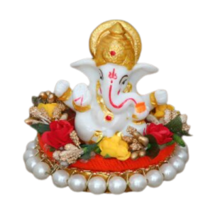 CraftIndia Lord Ganesha Idol on Decorative Handcrafted Plate for Home and Car