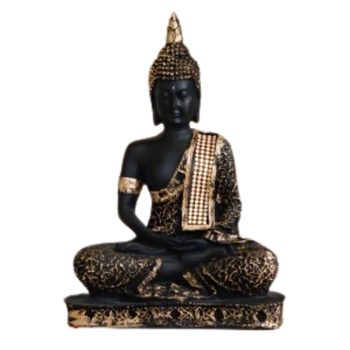 CraftIndia Black and Golden Meditating Lord Buddha Handcrafted Decorative Showpiece