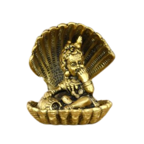 CraftIndia Golden Bal Gopal Krishna Having Makhan Decorative Showpiece