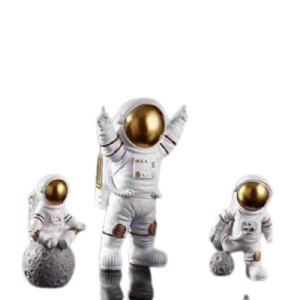 Astronaut Spaceman Statue Ornament Home Office Desktop Figurine Decors Set of 3 Golden