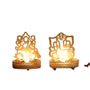 CraftIndia Lord Ganesha and Laxmi Shadow Tea Light Holder