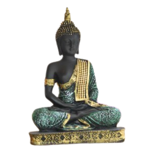 CraftIndia Green Meditating Buddha Decorative Showpiece - 24 cm