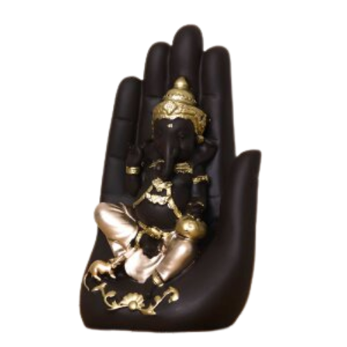 CraftIndia Golden Handcrafted Palm Ganesha Decorative Showpiece