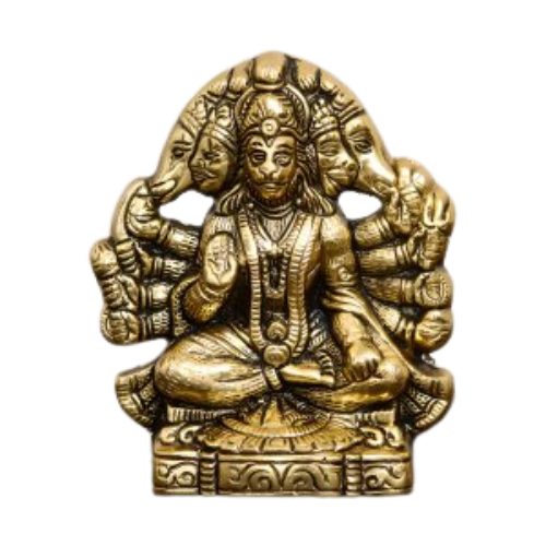 CraftIndia Golden Panch Mukhi Hanuman Metal Decorative Showpiece