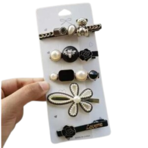 Gracious Pearl Gold Plated Hairclip Jewellery For Women Hair Pin (Black)