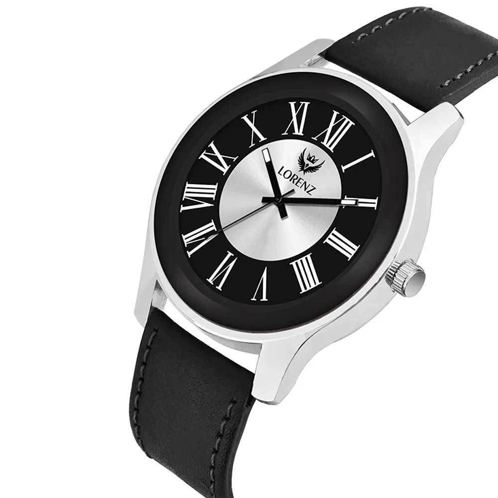 Lorenz Watch Two Tone Dial & Black Leather Strap Analogue Watch For Men - Image 2