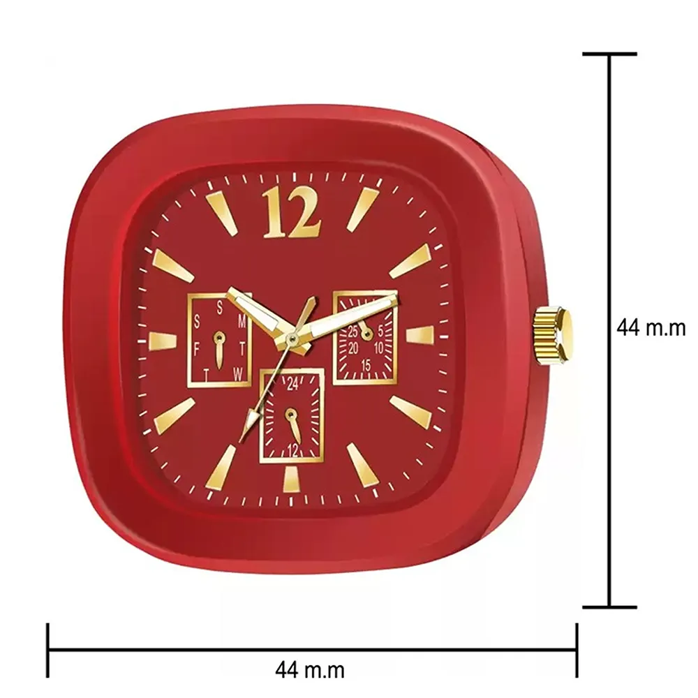 Lorenz Watch Stylish Square Red Dial Smooth Silicon Strap Analog Watch- Red - Image 4