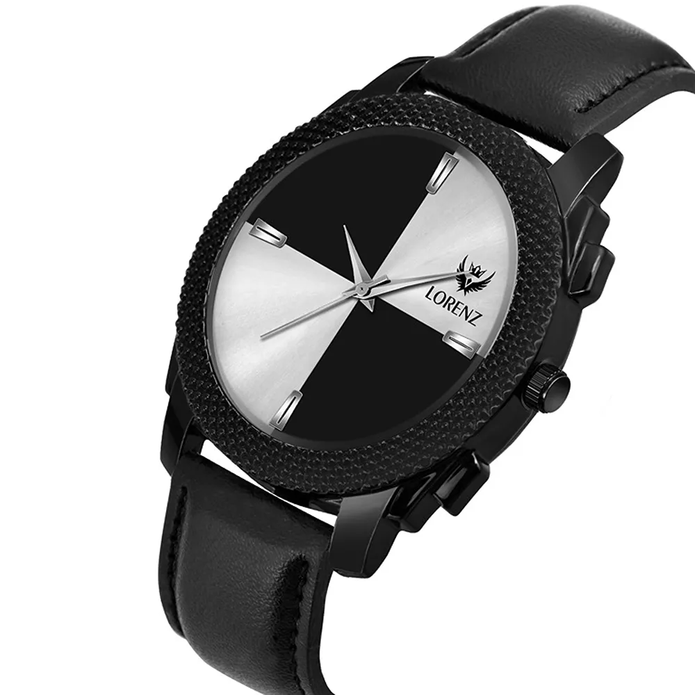 Lorenz Watch Two Tone Dial & Black Leather Strap Analogue Watch for Men - Image 2