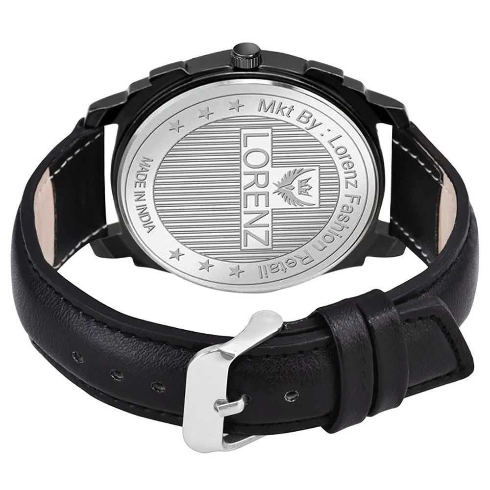 Lorenz Watch Two Tone Dial & Black Leather Strap Analogue Watch for Men - Image 3