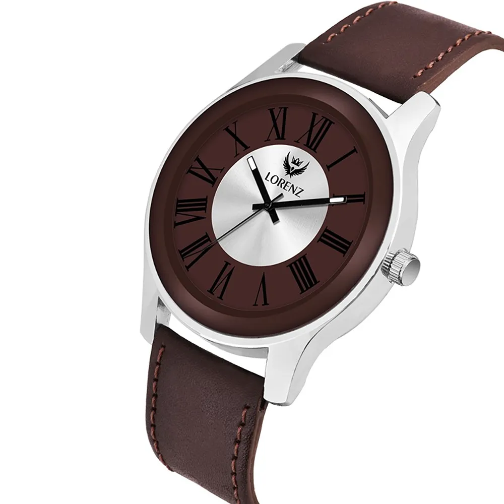 Lorenz Watch Two Tone Dial & Brown Leather Strap Analogue Watch for Men - Image 2
