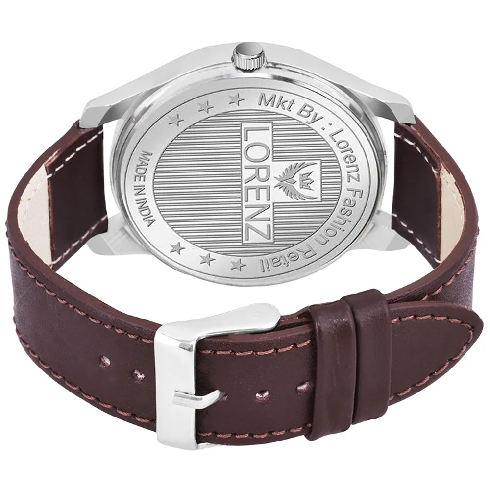 Lorenz Watch Two Tone Dial & Brown Leather Strap Analogue Watch for Men - Image 3