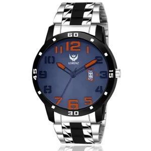 Lorenz Watch Two Tone Chain & Blue Dial Watch For Men