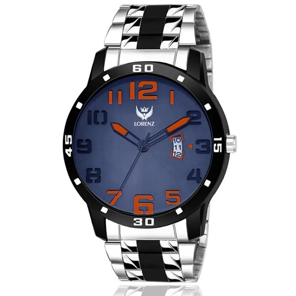 Lorenz Watch Two Tone Chain & Blue Dial Watch For Men