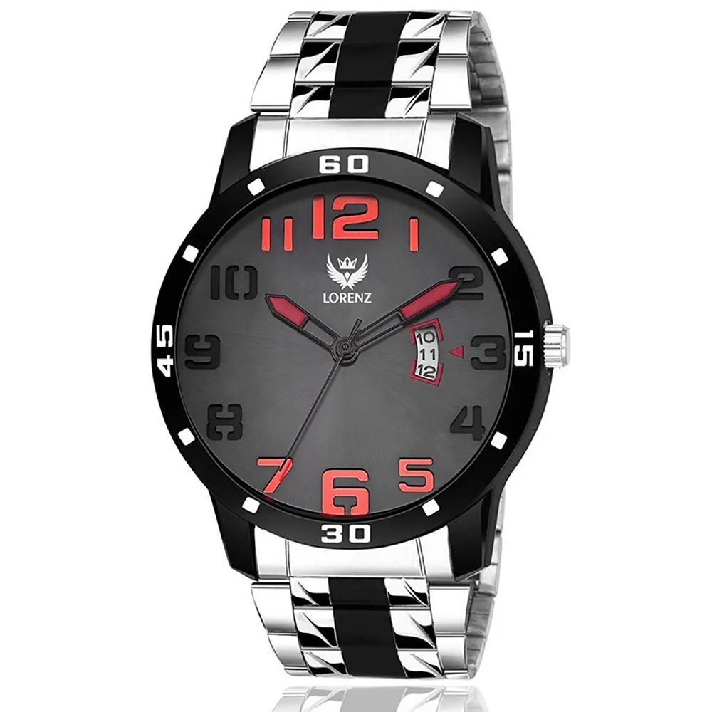 Lorenz Watch Two Tone Chain & Black Dial Watch For Men