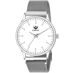 Lorenz Watch Silver Analog (Classy Wired Mesh Megnet Band) Ultra Slim Watch For Men’s & Boys